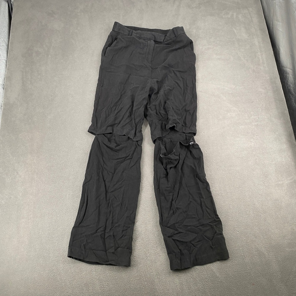 Noli Black Convertible Linen Blend Button Off Cargo Pants Womens Medium NEW